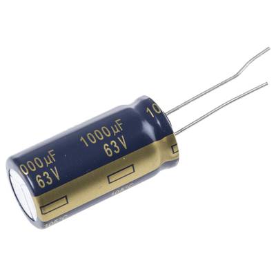Elektrolit kondenzátor, radiális, álló, RM 7,5 mm 1000 µF 63 V 20 % Ø 16 x 31,5 mm 105° Panasonic EEUFC1J102U