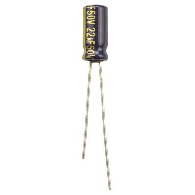 Elektrolit kondenzátor, radiális, álló, RM 2 mm 22 µF 50 V 20 % Ø 5 x 11 mm Panasonic EEUFC1H220