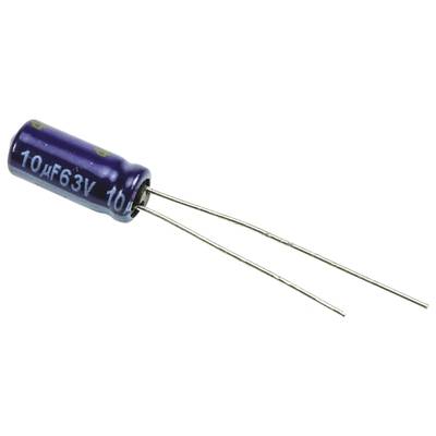 Elektrolit kondenzátor, radiális, álló, RM 2 mm 10 µF 63 V 20 % Ø 5 x 11 mm Panasonic ECA1JM100