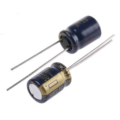 Elektrolit kondenzátor, radiális, álló, RM 3,5 mm 82 µF 50 V 20 % Ø 8 x 11,5 mm 105° Panasonic EEUFC1H820