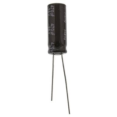 Elektrolit kondenzátor, radiális, álló, RM 3,5 mm 470 µF 25 V/DC 20 % Ø 8 x 20 mm Panasonic EEUFR1E471L