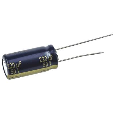 Elektrolit kondenzátor, radiális, álló, RM 5 mm 220 µF 50 V 20 % Ø 10 x 20 mm Panasonic EEUFC1H221