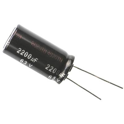Elektrolit kondenzátor, radiális, álló, RM 7,5 mm 2200 µF 63 V 20 % Ø 18 x 35,5 mm Panasonic ECA1JHG222