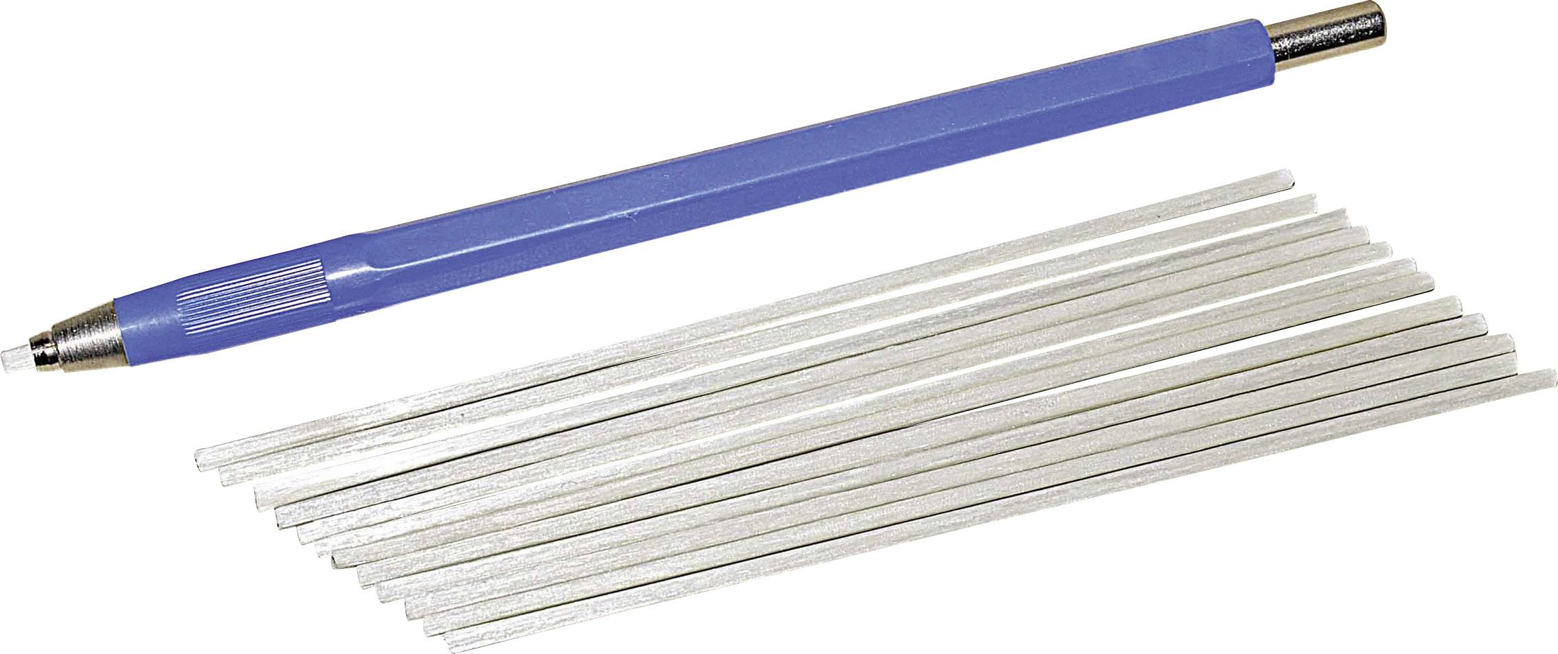 Kék golyóstoll és tartalék betétek fehér háttérben.