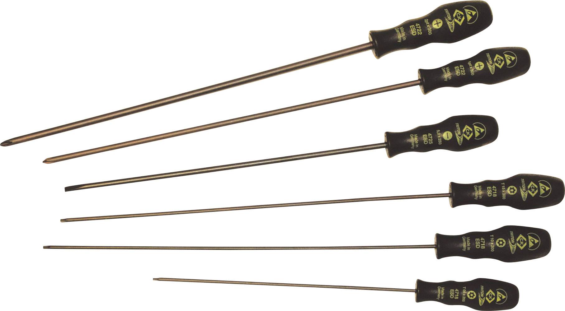 6 részes Csavarhúzó készlet, egyenes pengéjű, csillag-PH/TORX®, ESD