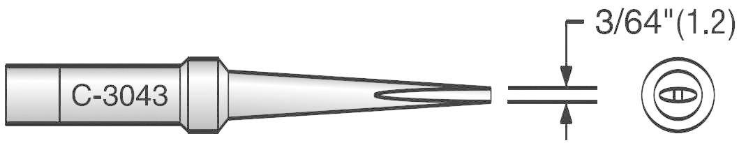 Plato C 3043-8 forrasztóhegy, pákahegy Weller TCP-S pákába illeszthető, csapott hegy 1.2 mm-0