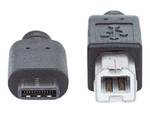 Manhattan Hi-Speed USB C-típusú kábel, C Férfi / B Férfi, 1m, Fekete