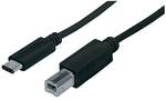 Manhattan Hi-Speed USB C-típusú kábel, C Férfi / B Férfi, 1m, Fekete
