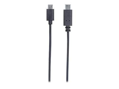 Manhattan USB kábel USB 2.0 USB-C® dugó, USB mikro B dugó 1.00 m Fekete UL minősített 353311-3