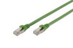 CAT 6A S-FTP patch kábel, Cu, PUR, AWG 26/7, hossza 0,5 m, zöld szín