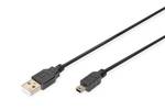 Digitus USB 2.0 csatlakozó kábel, A típus - mini B (5 láb), férfi / férfi, 1,8 m hosszú, USB 2.0 kompatibilis, fekete