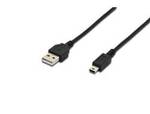 Digitus USB 2.0 csatlakozó kábel, A típus - mini B (5 láb), férfi / férfi, 1,8 m hosszú, USB 2.0 kompatibilis, fekete