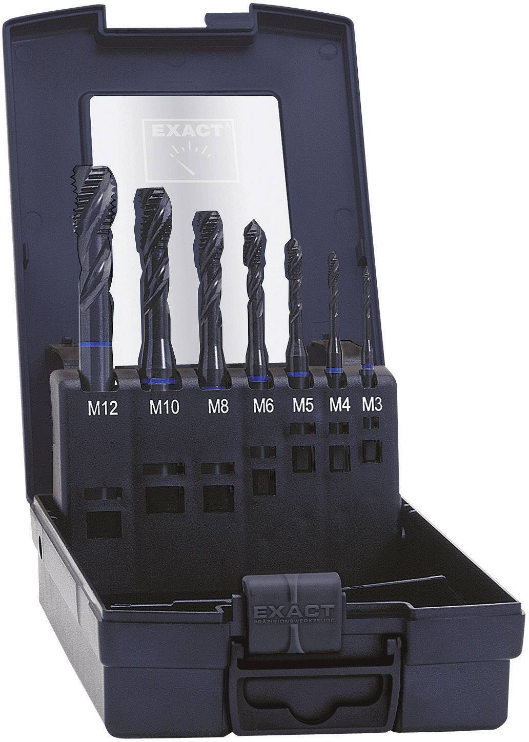 Gépi menetfúró készlet 7 részes HSS-E M3, M4, M5, M6, M8, M10, M12 menethez Exact 43654