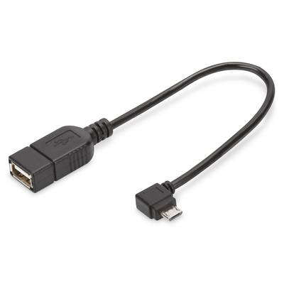 Digitus USB 2.0 Átalakító [1x USB 2.0 dugó, mikro B típus - 1x USB 2.0 alj, A típus] AK-300313-002-S Kerek, Kettős árnyé