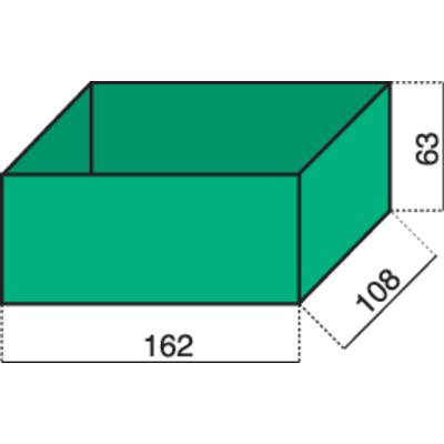1 részes műanyag alkatrésztároló betét, zöld, 162 x 108 x 63 mm, Hünersdorff 624400