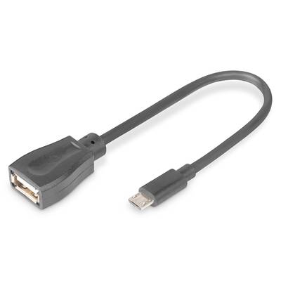 Digitus USB 2.0 Átalakító kábel [1x USB 2.0 dugó, mikro B típus - 1x USB 2.0 alj, A típus] DB-300309-002-S Kerek, Kettős