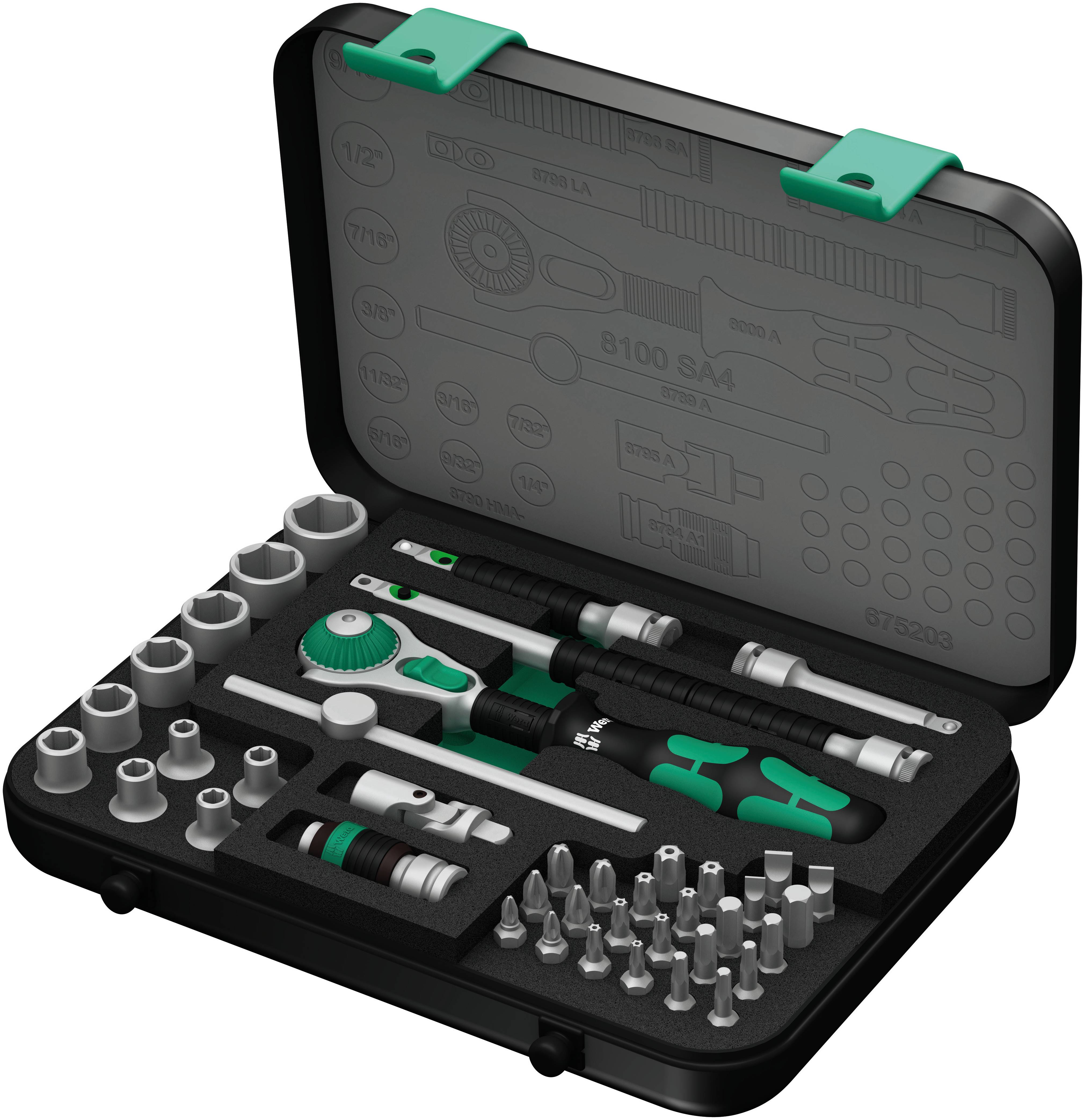 Dugókulcs készlet 1/4 (6.3 mm) 41 részes Wera 8100 SA 4 Zyklop 05003535001