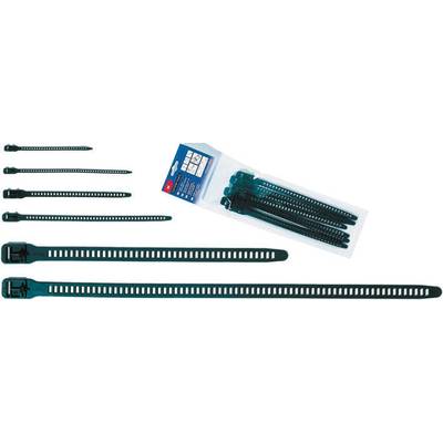 Hőstabilizált, oldható kábelkötegelő, flexibilis, 340 x 11 mm, fekete (UV álló), 6 db, HellermannTyton 115-11350