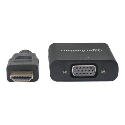 HDMI - VGA átalakító adapter, 1x HDMI dugó - 1x VGA aljzat, fekete, Manhattan