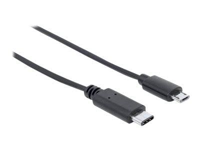 Manhattan USB kábel USB 2.0 USB-C® dugó, USB mikro B dugó 1.00 m Fekete UL minősített 353311-4