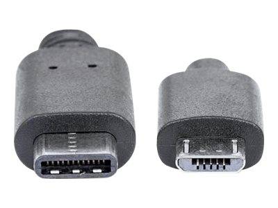 Manhattan USB kábel USB 2.0 USB-C® dugó, USB mikro B dugó 1.00 m Fekete UL minősített 353311-5