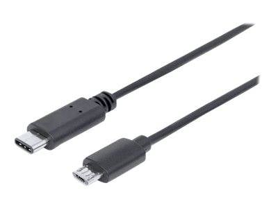 Manhattan USB kábel USB 2.0 USB-C® dugó, USB mikro B dugó 1.00 m Fekete UL minősített 353311-7