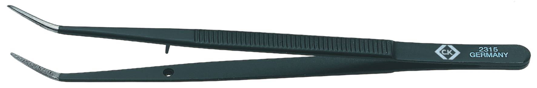 C.K. Univerzális csipesz 150mm 6 enyhén lekerekített heggyel, 15mm hosszan behajlítva, fekete bevonattal T2315