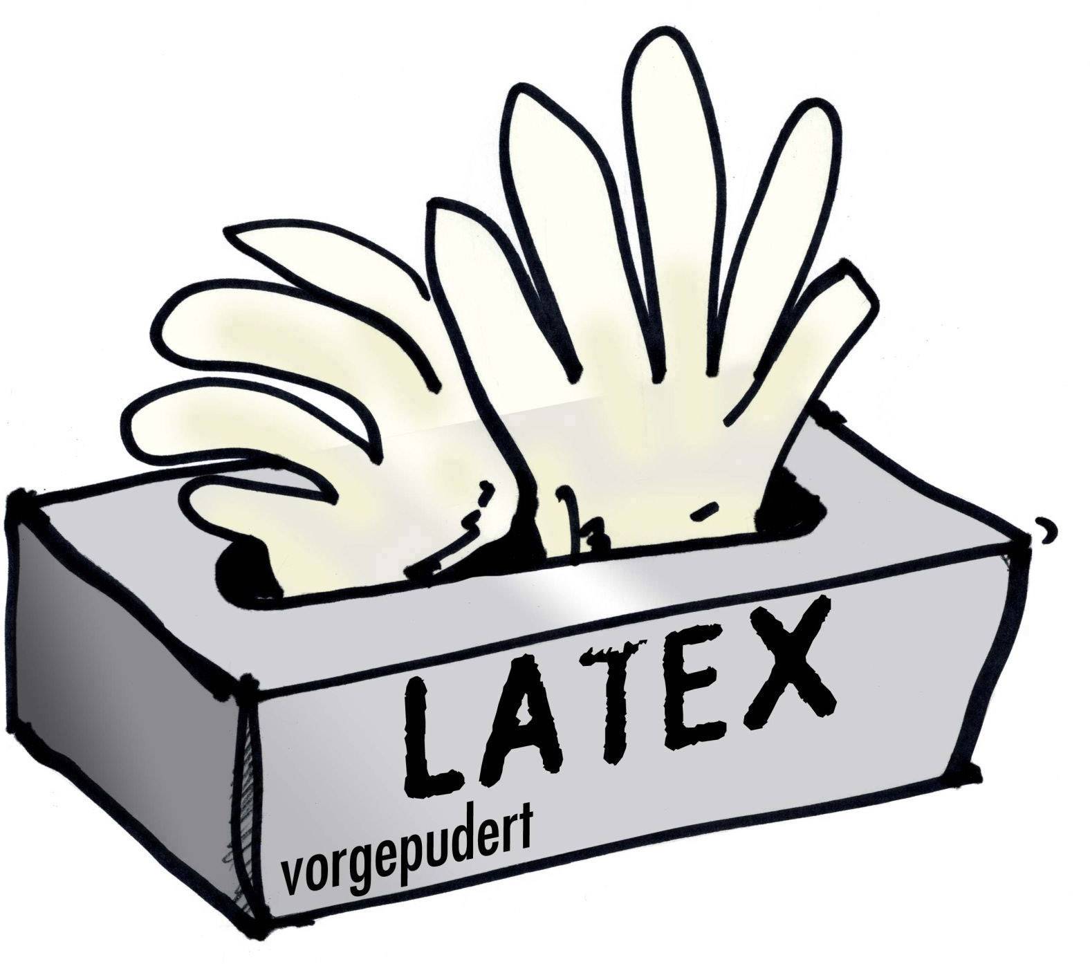 Egyszer használatos védőkesztyű, latex, púderozott belső, 100 db, méret:M