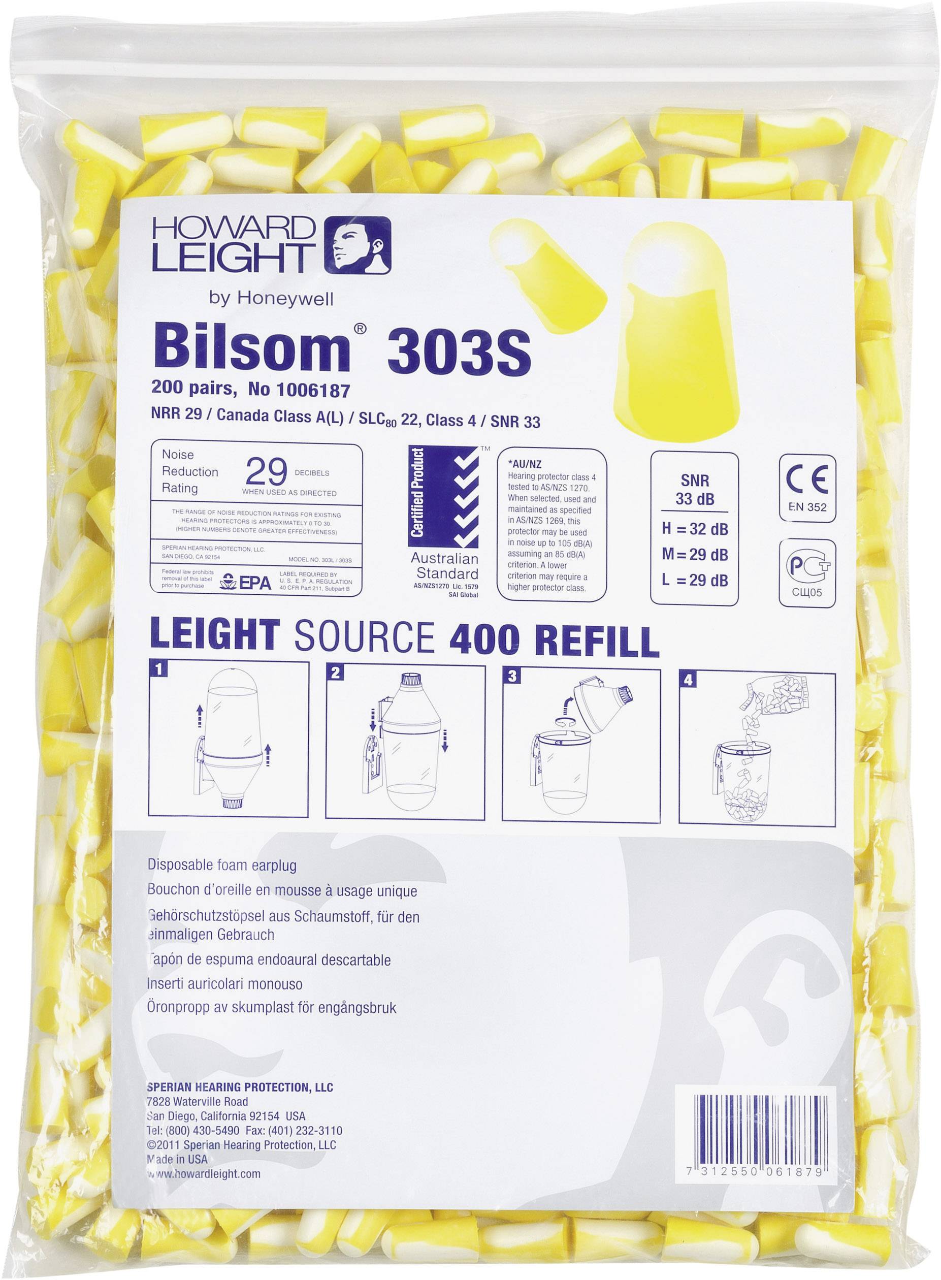 Utántöltő csomag füldugó adagolóhoz, BILSOM 303S (200 pár)