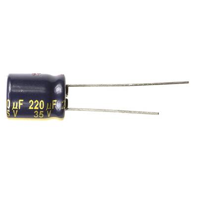 Elektrolit kondenzátor, radiális, álló, RM 5 mm 220 µF 35 V 20 % Ø 10 mm Panasonic EEU-FC1V221