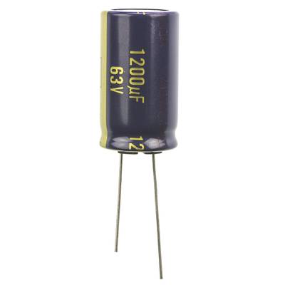 Elektrolit kondenzátor, radiális, álló, RM 7,5 mm 1200 µF 63 V 20 % Ø 18 mm Panasonic EEU-FC1J122