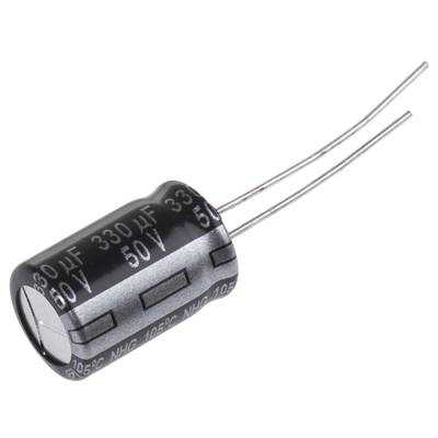 Elektrolit kondenzátor, radiális, álló, RM 5 mm 330 µF 50 V 20 % Ø 10 mm Panasonic ECA-1HHG331
