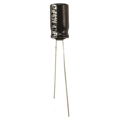 Elektrolit kondenzátor, radiális, álló, RM 2,5 mm 47 µF 63 V 20 % Ø 6,3 mm Panasonic ECA-1JHG470