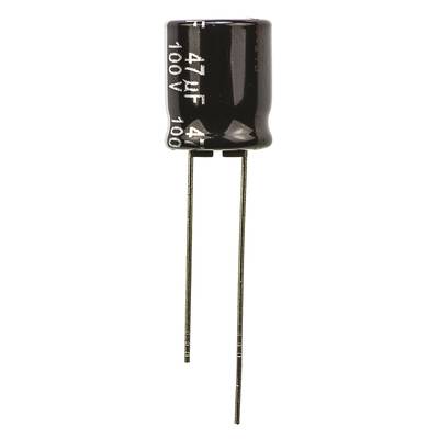 Elektrolit kondenzátor, radiális, álló, RM 5 mm 47 µF 100 V 20 % Ø 10 mm Panasonic ECA-2AHG470