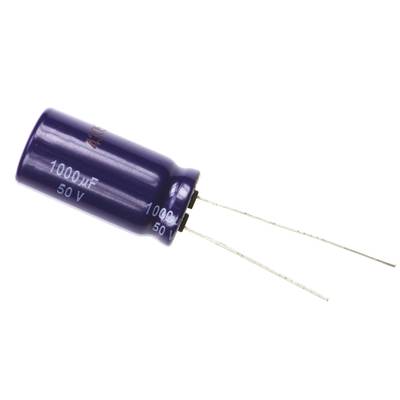 Elektrolit kondenzátor, radiális, álló, RM 5 mm 1000 µF 50 V 20 % Ø 12,5 mm Panasonic ECA-1HM102