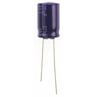 Elektrolit kondenzátor, radiális, álló, RM 5 mm 220 µF 63 V 20 % Ø 10 mm Panasonic ECA-1JM221