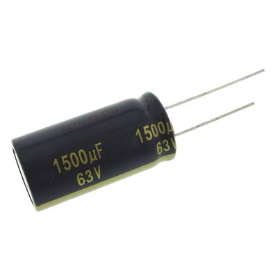 Elektrolit kondenzátor, radiális, álló, RM 7,5 mm 1500 µF 63 V 20 % Ø 18 mm Panasonic EEU-FC1J152