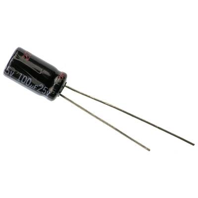 Elektrolit kondenzátor, radiális, álló, RM 2,5 mm 100 µF 25 V 20 % Ø 6,3 mm Panasonic EEU-HD1E101