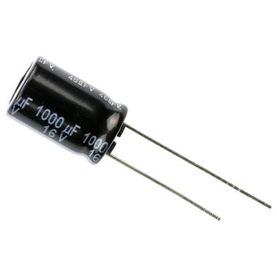 Elektrolit kondenzátor, radiális, álló, RM 5 mm 1000 µF 16 V 20 % Ø 10 mm Panasonic EEU-FR1C102