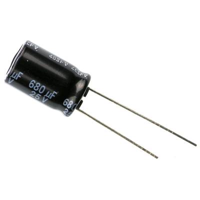Elektrolit kondenzátor, radiális, álló, RM 5 mm 680 µF 25 V 20 % Ø 10 mm Panasonic EEU-FR1E681