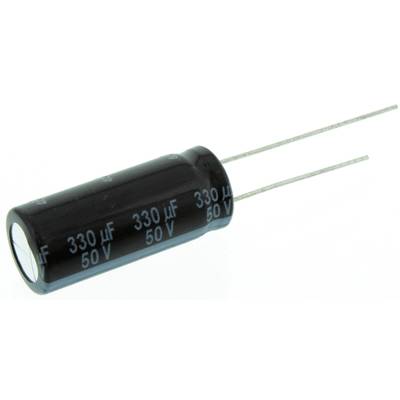 Elektrolit kondenzátor, radiális, álló, RM 5 mm 330 µF 50 V 20 % Ø 10 mm Panasonic EEU-FR1H331L