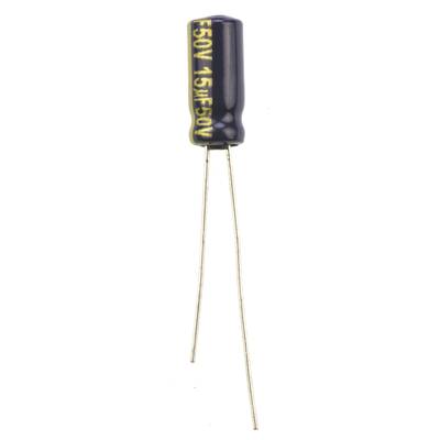 Elektrolit kondenzátor, radiális, álló, RM 2 mm 15 µF 50 V 20 % Ø 5 mm Panasonic EEU-FC1H150