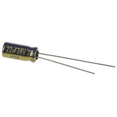 Elektrolit kondenzátor, radiális, álló, RM 2 mm 22 µF 35 V 20 % Ø 5 mm Panasonic EEU-FC1V220