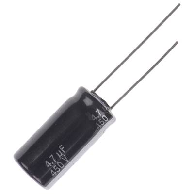 Elektrolit kondenzátor, radiális, álló, RM 5 mm 4,7 µF 450 V 20 % Ø 10 mm Panasonic ECA-2WHG4R7