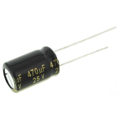 Elektrolit kondenzátor, radiális, álló, RM 5 mm 470 µF 25 V 20 % Ø 10 mm Panasonic EEU-FM1E471
