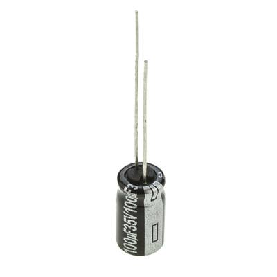 Elektrolit kondenzátor, radiális, álló, RM 2,5 mm 100 µF 35 V 20 % Ø 6,3 x 11,2 mm 105° Panasonic ECA1VHG101I