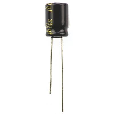 Elektrolit kondenzátor, radiális, álló, RM 3,5 mm 330 µF 16 V 20 % Ø 8 mm Panasonic EEU-FM1C331