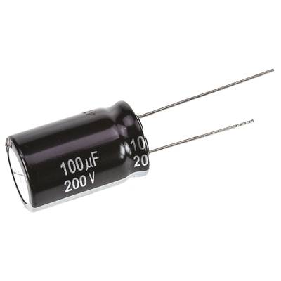 Elektrolit kondenzátor, radiális, álló, RM 7,5 mm 100 µF 200 V 20 % Ø 16 mm Panasonic EEU-EE2D101