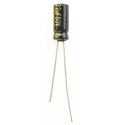Elektrolit kondenzátor, radiális, álló, RM 2 mm 22 µF 50 V 20 % Ø 5 mm Panasonic EEU-FM1H220