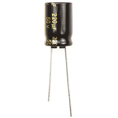 Elektrolit kondenzátor, radiális, álló, RM 5 mm 220 µF 50 V 20 % Ø 10 mm Panasonic EEU-FM1H221